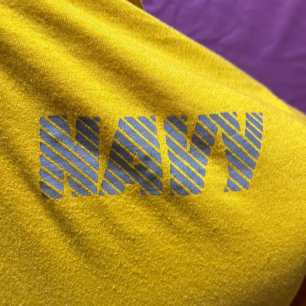 US Navy Original PT Yellow Shirt with reflective f/b Navy, Men’s size Small - Picture 3 of 4